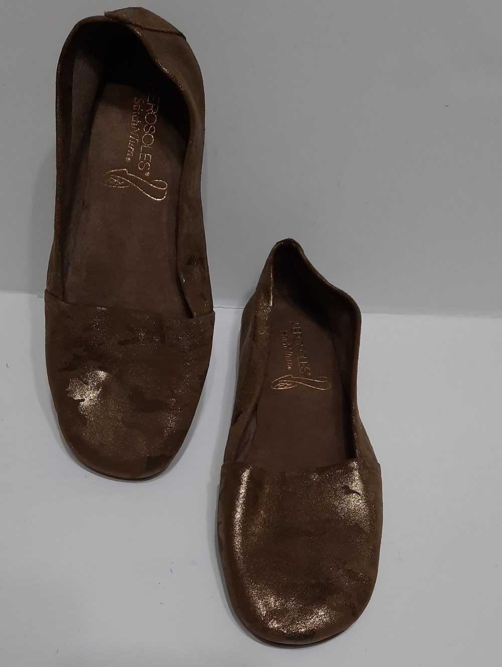 AEROSOLES Metallic Brown Slip-On Ballet Flats
